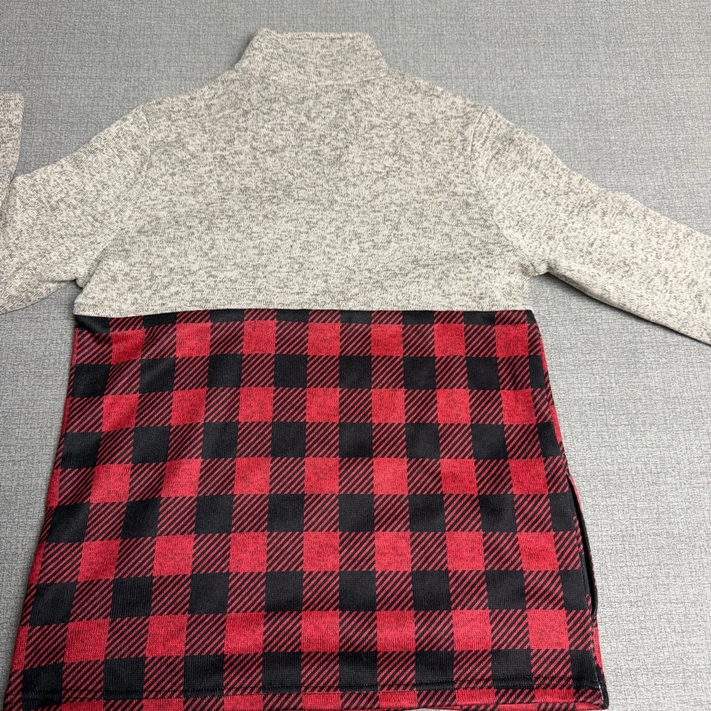 Simply Southern Red Buffalo Plaid Quarter Zip Pullover - Picture 6 of 8